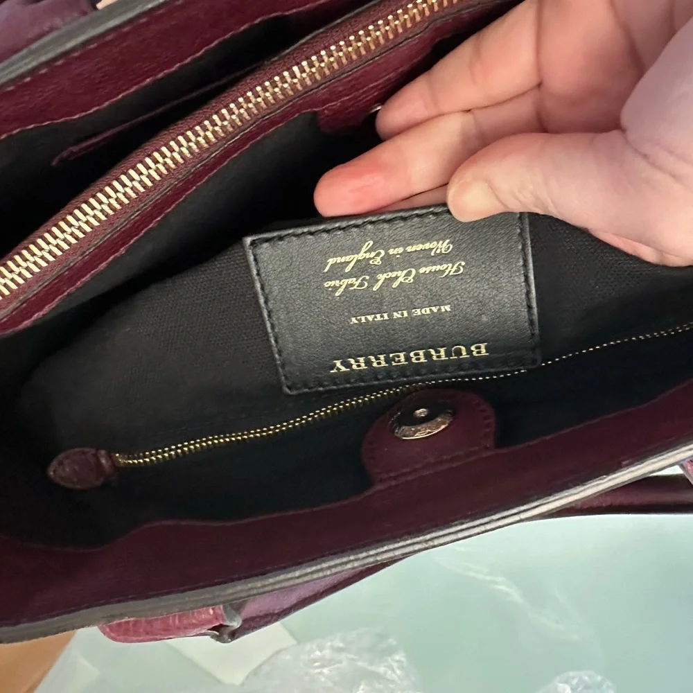 Burberry Deep Red Leather Tote - Picture 7 of 12